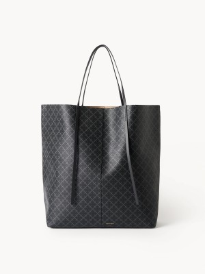 By Malene Birger Abrille Printed Tote Vesker Charcoal | NO_BB22950