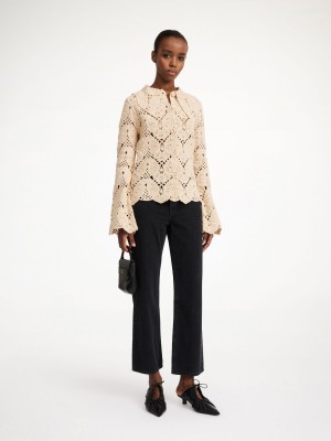 By Malene Birger Gwenevere Crochet Shirt Strikkevarer Oyster Gray | NO_BB22593